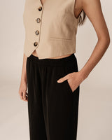 Grace&Mila Picasso housut - musta - leveälahkeiset housut - naisten vaatteet - alaosat - IHANA Store - muoti - lifestyle