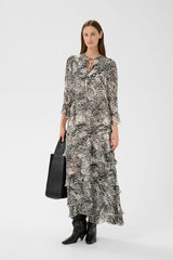 InWear Lyon mekko - musta valko kuvioitu - sifonkimekot - naisten vaatteet - muoti - pukeutuminen - lifestyle - IHANA Store - kotimainen verkkokauppa