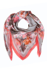 Lasessor Ariana huivi - harmaa kuvioitu - naisten asusteet - naisten huivit - keväthuivi - neliöhuivi - lifestyle - IHANA Store