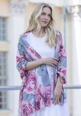 Lasessor Maire huivi - harmaa kuvioitu - naisten asusteet - huivit - kukkakuosinen huivi - IHANA Store - lifestyle