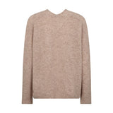 Mos Mosh Thora neule - vaaleanruskea - doeskin - v-aukkoinen neule - naisten vaatteet - muoti - villaneule - lifestylemyymälä - IHANA Store