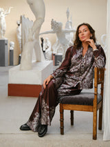 Neo Noir Lunet paisley housut - ruskea kuvioitu - housut - alaosat - naisten vaatteet - muoti - IHANA Store - lifestylemyymälä - kotimainen verkkokauppa