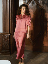 Neo Noir Roella pusero - pinkki - naisten muoti - satiinipaidat - pukeutuminen- lifestyle - kotimainen verkkokauppa - IHANA Store