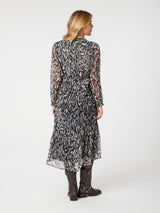 Neo Noir Saia mekko -musta-valko kuvioitu - juhlamekot - naisten muoti - pukeutuminen - lifestyle - IHANA Store