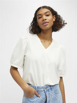Object Caroline t-paita - v-aukkoinen - puhvihihat - naisten yläosat - IHANA Store - lifestylemyymälä - verkkokauppa