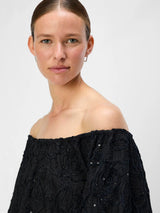 Object Fara pusero - musta - paljettipaita - kirjailtu kangas - naisten vaatteet - IHANA Store