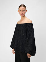 Object Fara pusero - musta - paljettipaita - kirjailtu kangas - naisten vaatteet - IHANA Store