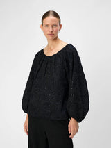 Object Fara pusero - musta - paljettipaita - kirjailtu kangas - naisten vaatteet - IHANA Store