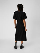 Object Jacira mekko - musta - midimittainen - v-aukkoinen - pussittuvat hihat - naisten vaatteet - IHANA Store - lifestylmeyymälä - kotimainen verkkokauppa