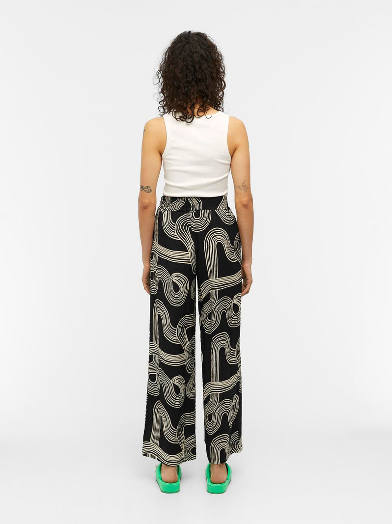 Object Jalli housut - musta - kuvioitu - viskoosihousut - leveät lahkeet - naisten vaatteet - IHANA Store