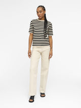 Object Ester neulepusero - musta-beige raidallinen - naisten vaatteet - neuleet - muoti - IHANA Store - lifestyle