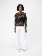 Object Ester neulepusero  - raitaneule - musta - ruskea - naisten vaatteet - IHANA Store