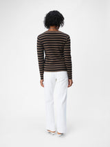 Object Ester neulepusero  - raitaneule - musta - ruskea - naisten vaatteet - IHANA Store