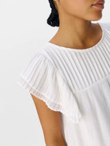 Object Jann toppi - valkoinen - hihaton toppi - frillatoppi - naisten vaatteet - naisten pukeutuminen - lifestylemyymälä - IHANA Store