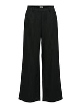 Object Lisa leveälahkeiset housut - musta - raidallinen - liituraita - naisten vaatteet - alaosa - housut - IHANA Store