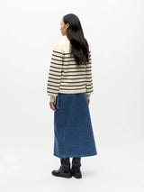 Object Reynard neule puff-hiha - musta-valko raidallinen - naisten neuleet - villattomat neuleet - muoti - lifestyle - IHANA Store