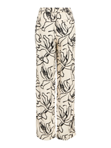 Object Sanne Aline housut - beige - musta kuvioitu - kukkakuvioidut housut - naisten housut - kesähousut - naisten muoti- lifestylemyymälä - IHANA Store