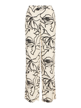 Object Sanne Aline housut - beige - musta kuvioitu - kukkakuvioidut housut - naisten housut - kesähousut - naisten muoti- lifestylemyymälä - IHANA Store