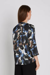 PBO Bali silkkipaita - kuvioitu - musta -sininen - yläosa - silkkipaidat - naisten vaatteet - IHANA Store - lifestylemyymälä