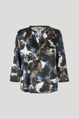 PBO Bali silkkipaita - kuvioitu - musta -sininen - yläosa - silkkipaidat - naisten vaatteet - IHANA Store - lifestylemyymälä