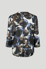 PBO Bali silkkipaita - kuvioitu - musta -sininen - yläosa - silkkipaidat - naisten vaatteet - IHANA Store - lifestylemyymälä