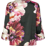 PBO Etta silkkipusero - kukkakuvioitu - musta-fuksia - naisten vaatteet - naisten muoti  - silkkipaidat - IHANA Store - lifestylemyymälä