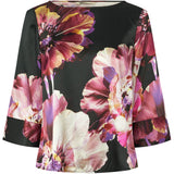 PBO Etta silkkipusero - kukkakuvioitu - musta-fuksia - naisten vaatteet - naisten muoti  - silkkipaidat - IHANA Store - lifestylemyymälä