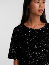 Pieces Kam paljettipaita - musta - juhlapaita - naisten vaatteet - IHANA Store