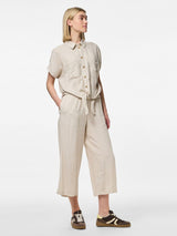 Pieces Pia culottes housut - beige - naisten vaatteet - ohuet housut - alaosat - IHANA Store - lifestyle - muoti