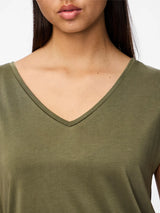 Pieces Kamala t-paita - oliivinvihreä - Naisten vaatteet - muoti - lifestyle - IHANA Store - kotimainen verkkokauppa