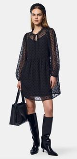 Pieces Roberta mekko - musta - kuvioitu - naisten tunikat - tunikamekot - naisten muoti - lifestylemyymälä - IHANA Store