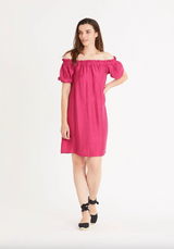 Rue de Femme Tea mekko - fuksianpunainen - off shoulder - tunikamekko - naisten vaatteet - IHANA Store - lifestylemyymälä