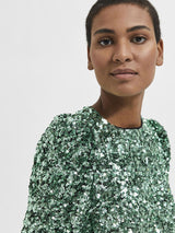 Selected Femme Colyn mekko - vihreä - juhlavaatteet - paljettimekko -naisten muoti - IHANA Store - lifestyle
