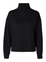Selected Femme Hella neulepusero - musta - merinovillaneule - pystykaulus - naisten vaatteet - IHANA Store