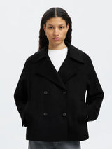 Selected Femme Alma villakangastakki - musta - lyhyt takki - lyhyt villakangastakki - naisten takit - naistenvaateliike - IHANA Store