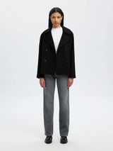 Selected Femme Alma villakangastakki - musta - lyhyt takki - lyhyt villakangastakki - naisten takit - naistenvaateliike - IHANA Store