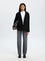 Selected Femme Alma villakangastakki - musta - lyhyt takki - lyhyt villakangastakki - naisten takit - naistenvaateliike - IHANA Store