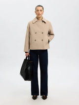 Selected Femme Alma villakangastakki - beige - lyhyt takki - naisten takit - naistenvaateliike - IHANA Store