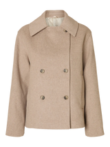 Selected Femme Alma villakangastakki - beige - lyhyt takki - naisten takit - naistenvaateliike - IHANA Store