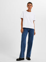 Selected Femme Essential t-paita - pyöreä kaula-aukko - t-paita - boxy - valkoinen - naisten vaatteet - IHANA Store - lifestyle - verkkokauppa