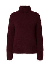 Selected Femme Gabriella pooloneule - viininpunainen - naisten vaatteet - poolopaita - villapaita - IHANA Store