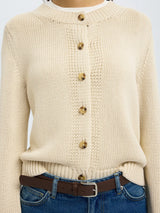 Selected Femme Ivy neuletakki - luonnonvalkoinen - naisten muoti - puketuminen - villaton neuletakki - lifestyle - IHANA Store