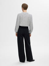 Selected Femme Lulu ribattu neule - harmaa - naisten vaatteet - IHANA Store