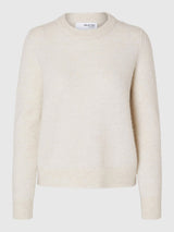 Selected Femme Sia Ras neule - luonnonvalkoinen - naisten neuleet - muoti - lifestylemyymälä - IHANA Store