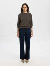 Selected Femme Tenny collegepusero - ruskea - naisten paidat - puserot - collegepaidat - naisten muoti - lifestyle - IHANA Store