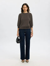 Selected Femme Tenny collegepusero - ruskea - naisten paidat - puserot - collegepaidat - naisten muoti - lifestyle - IHANA Store