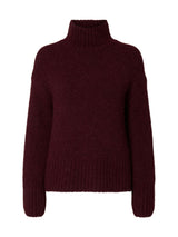 Selected Gabriella pooloneule - viininpunainen - naisten vaatteet - poolopaita - villapaita - IHANA Store