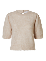 Selected Femme Lulu neulepusero- lyhythihainen - naisten vaatteet - yläosat - beige - IHANA Store