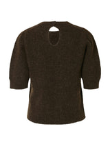 Selected Femme Lulu neulepusero - ruskea - lyhythihainen neule - naisten vaatteet - yläosat - lifestylemyymälä - IHANA Store