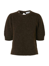 Selected Femme Lulu neulepusero - ruskea - lyhythihainen neule - naisten vaatteet - yläosat - lifestylemyymälä - IHANA Store